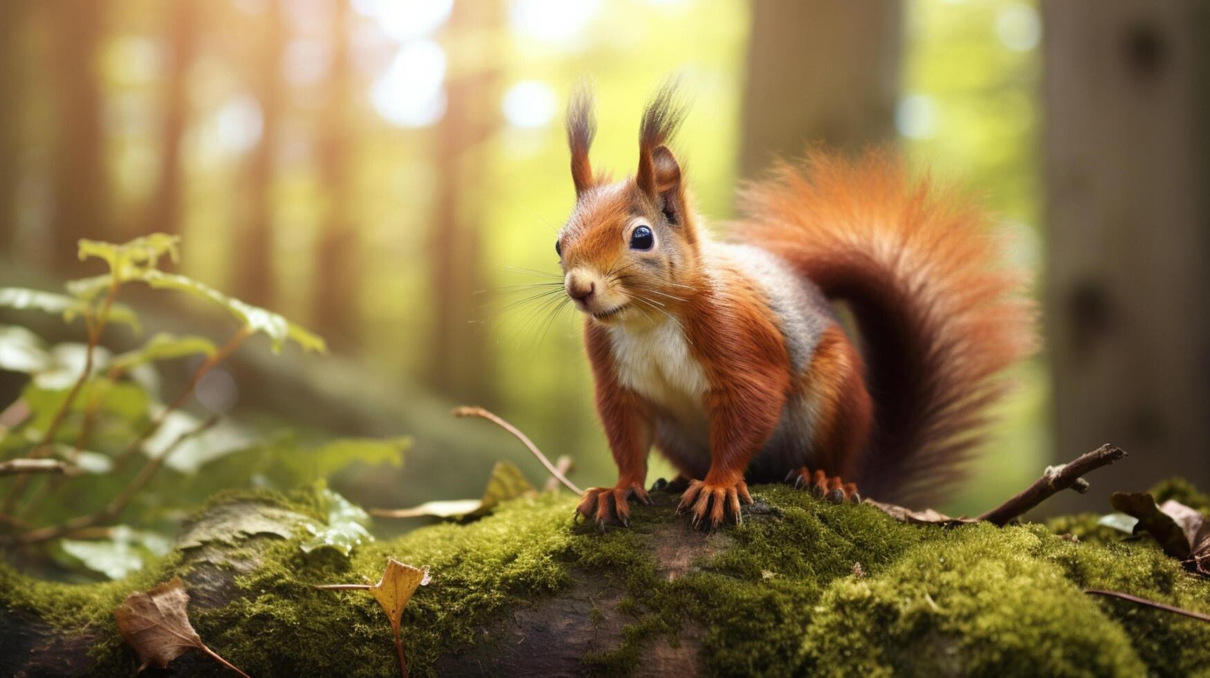 ai généré une écureuil est séance sur une arbre branche photo