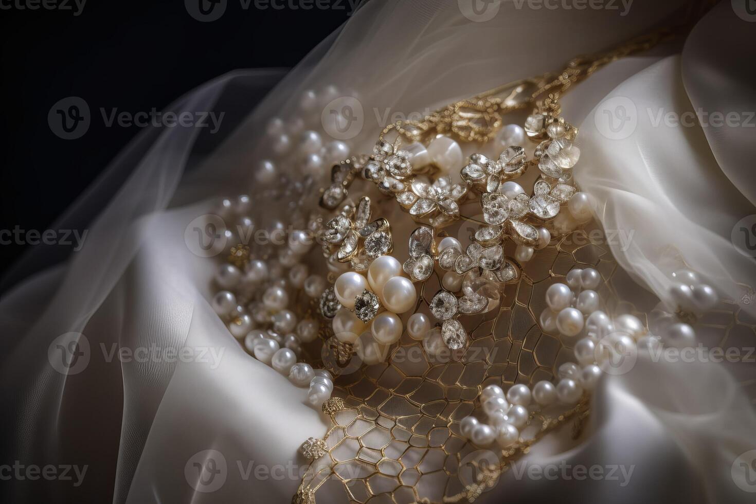 ai généré mariage bijoux sur voile. produire ai photo