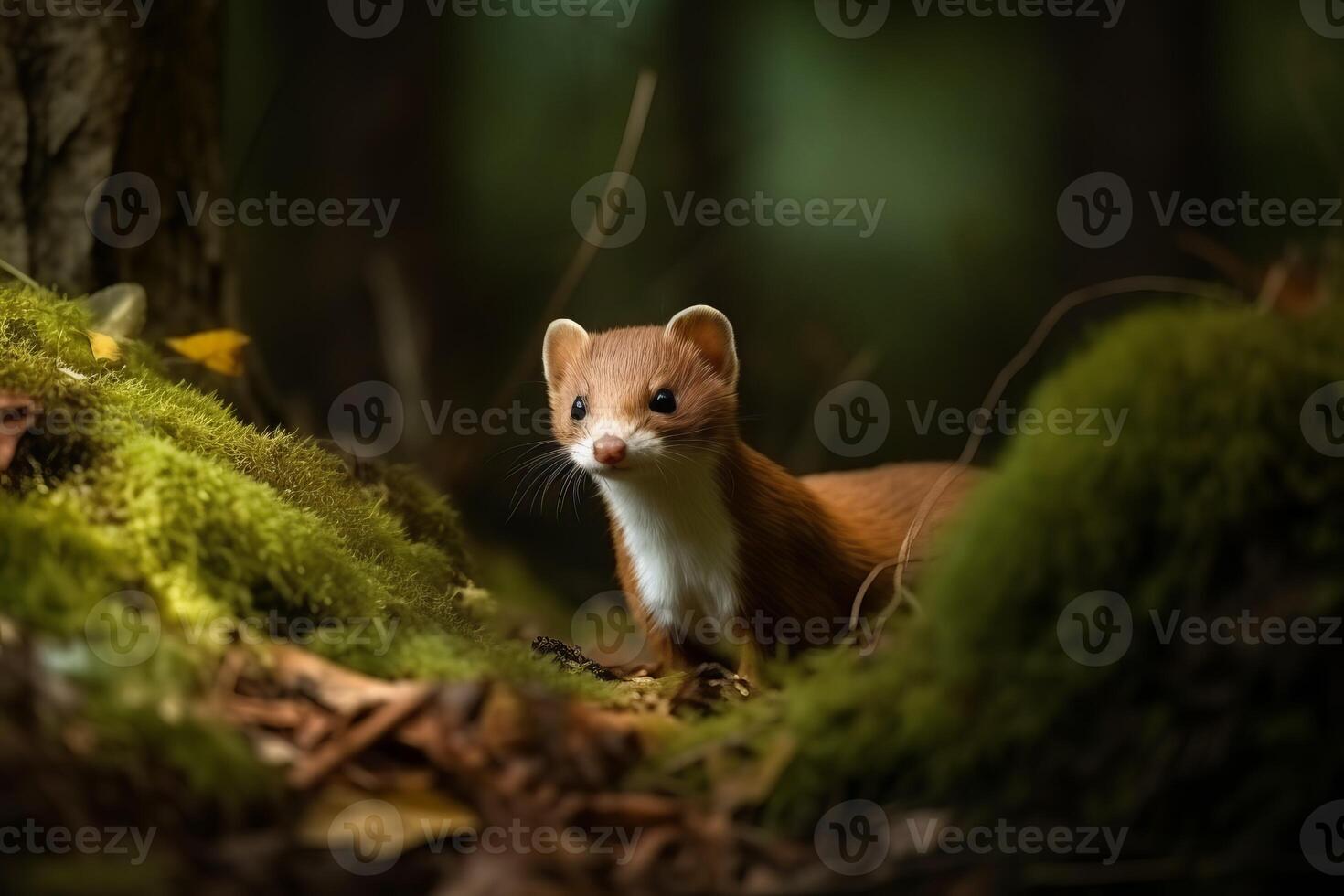 ai généré menue mignonne belette dans Naturel habitat. produire ai photo