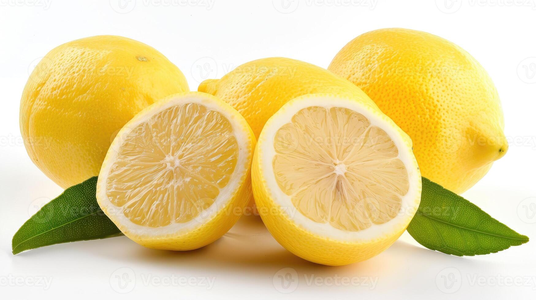 ai généré éveiller votre goût bourgeons avec le piquant la bonté de vibrant biologique citrons contre une pur blanc toile, ai généré. photo