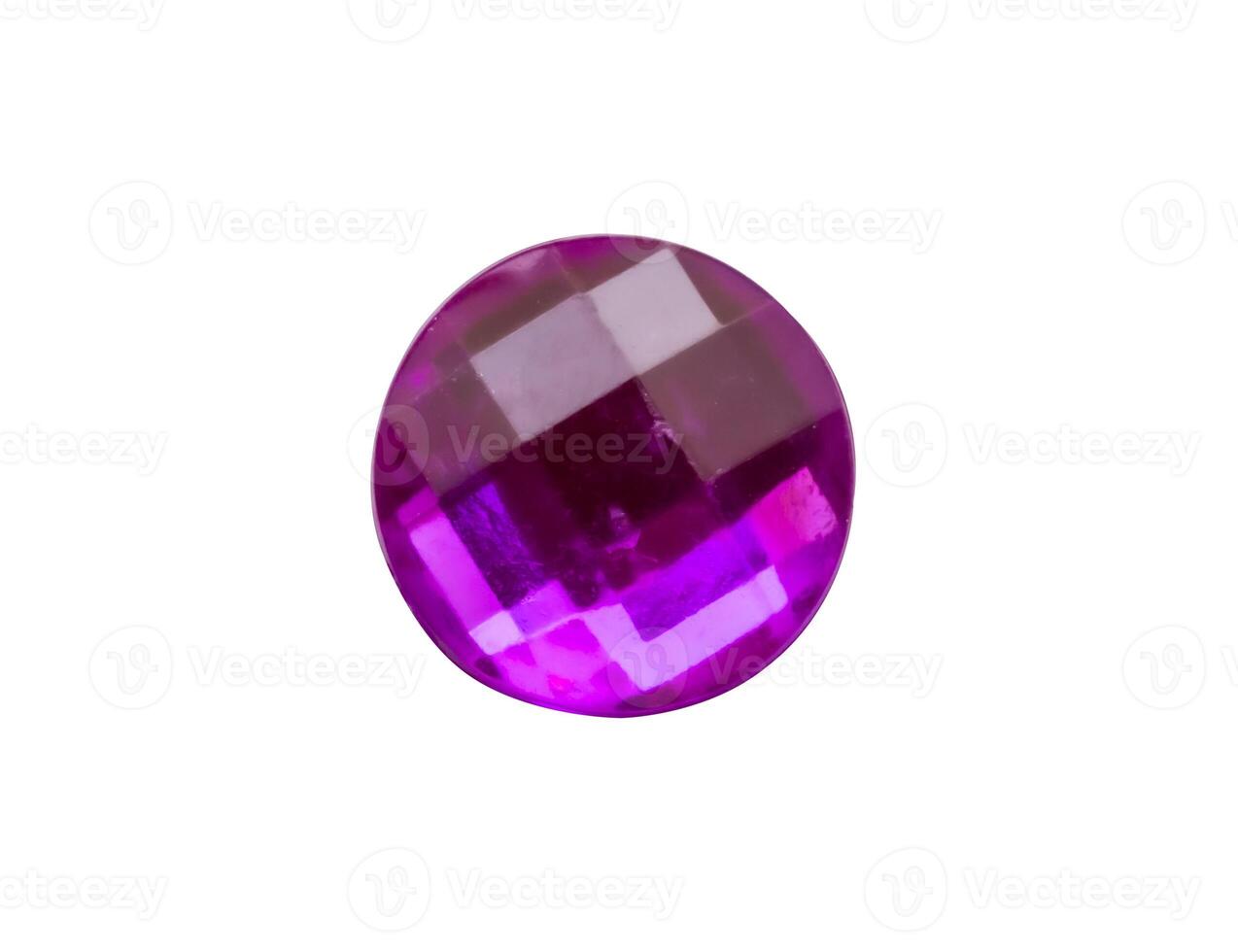 violet rond bijoux autocollant isolé sur blanc Contexte photo