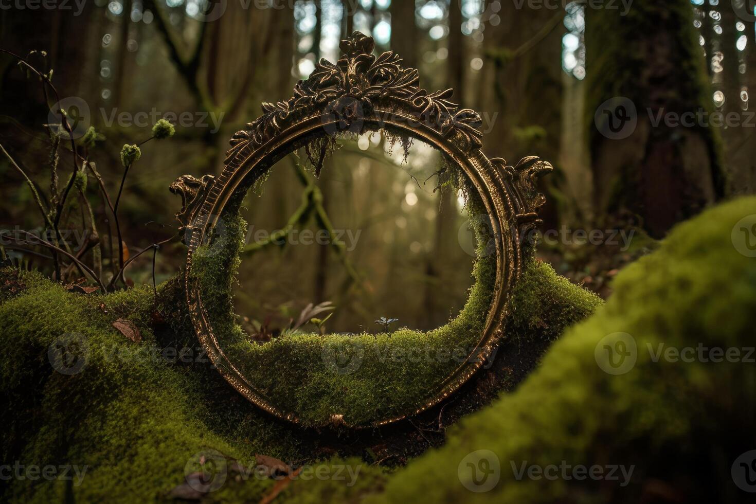 ai généré brumeux miroir des bois. produire ai photo