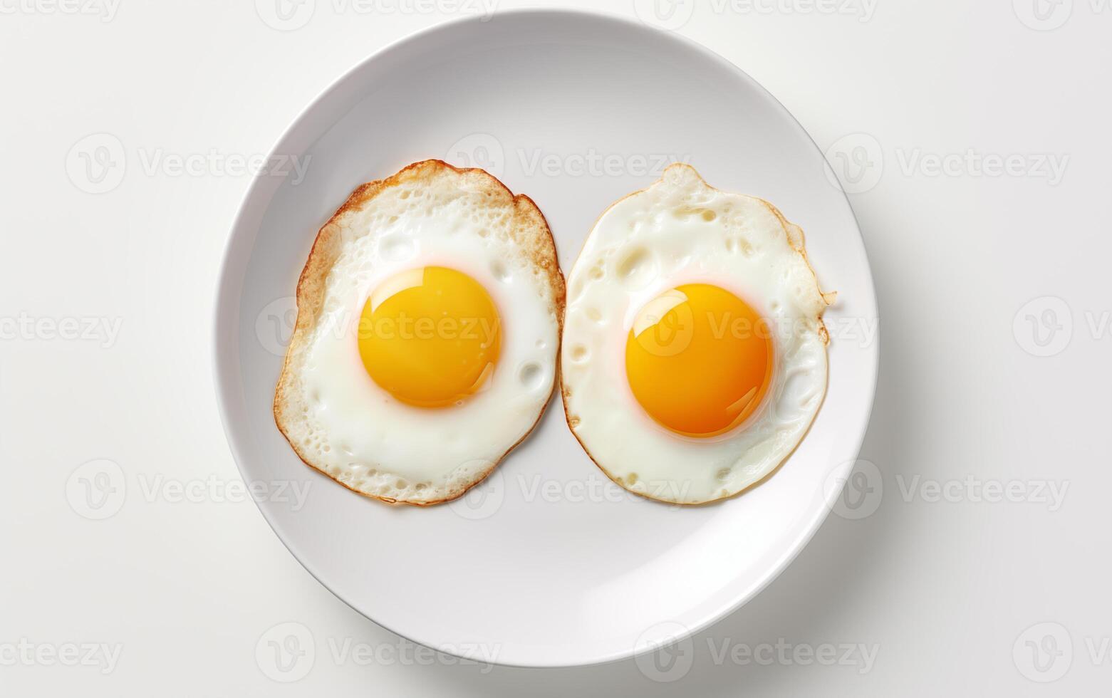 ai généré petit déjeuner frit des œufs isolé sur blanc Contexte photo