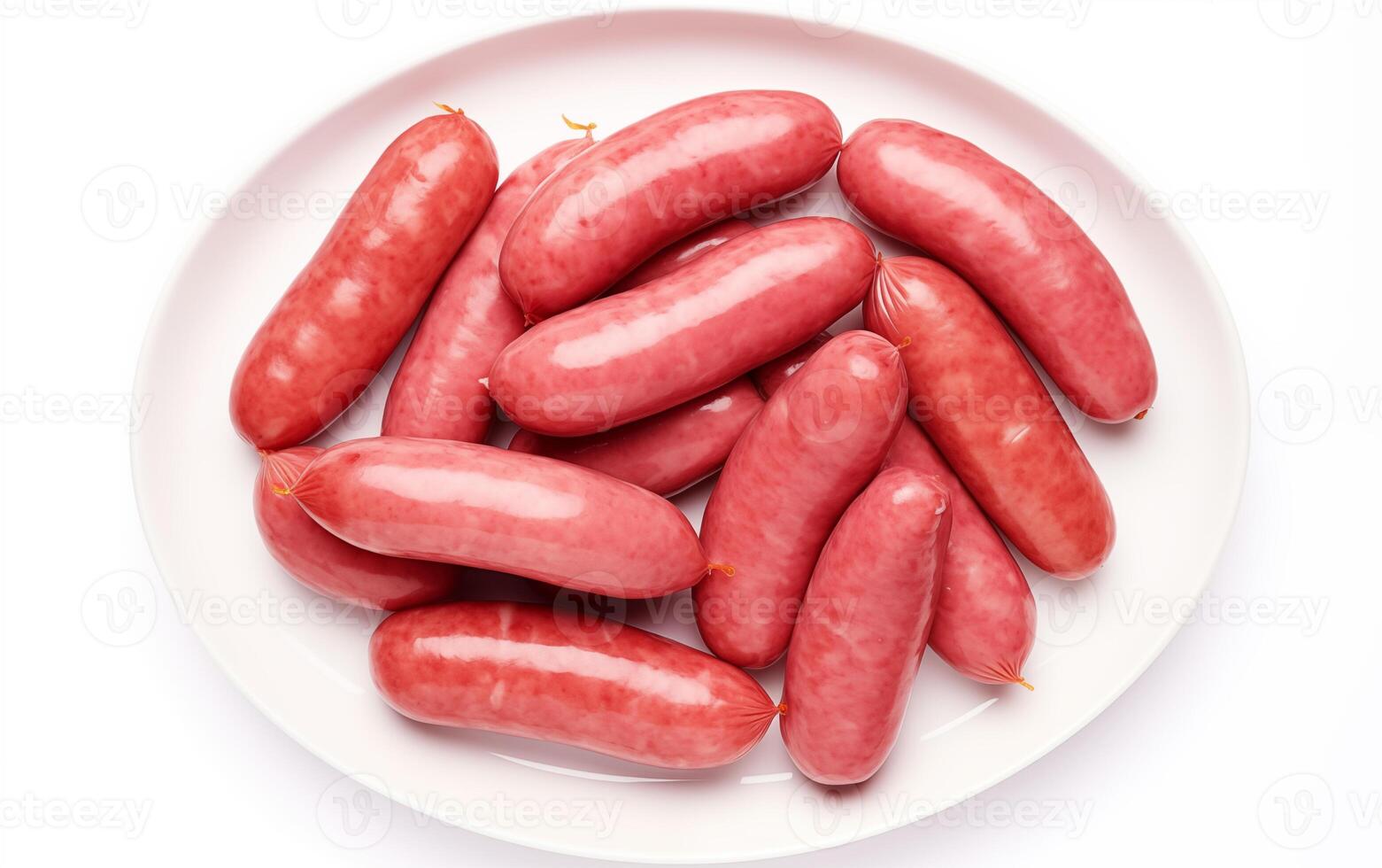 ai généré savoureux la bonté saucisses isolé sur blanc Contexte photo