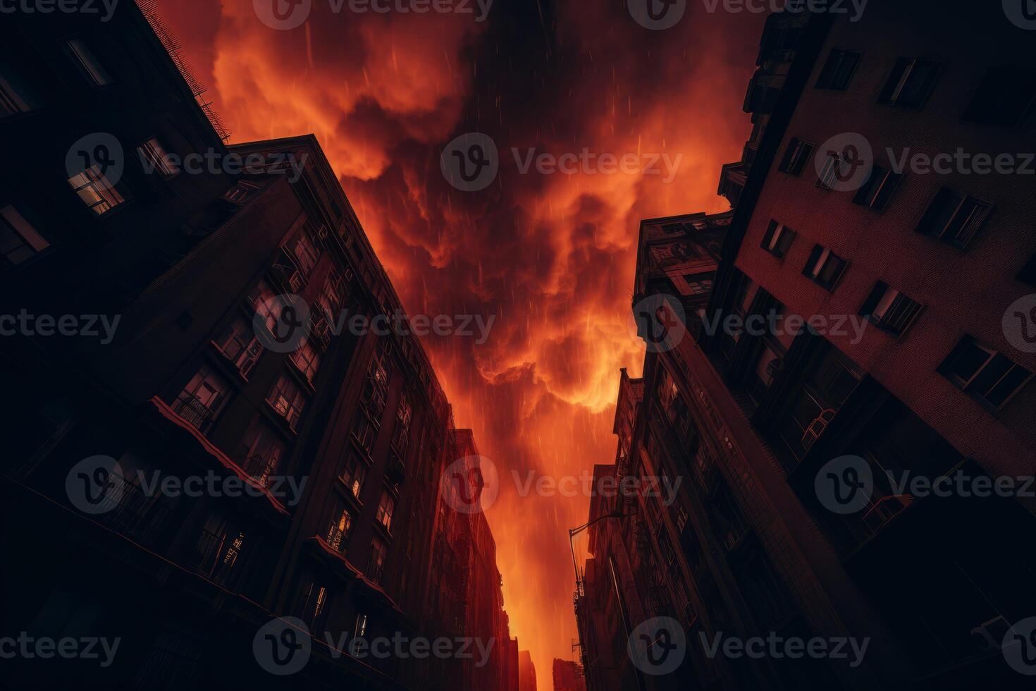 ai généré bâtiment dangereux explosion la nuit. produire ai photo