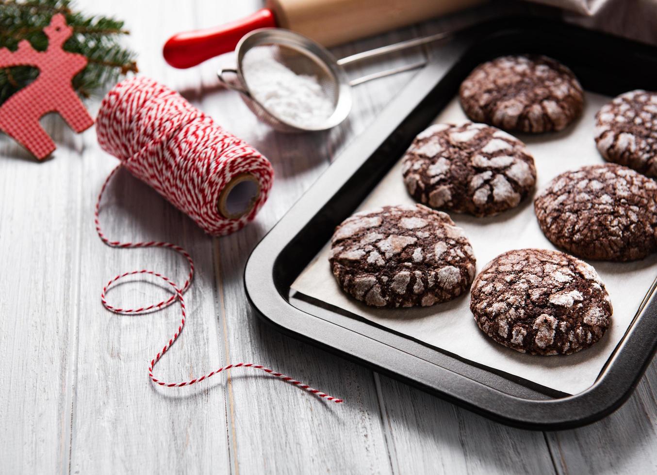 biscuits au chocolat craquelé de noël photo