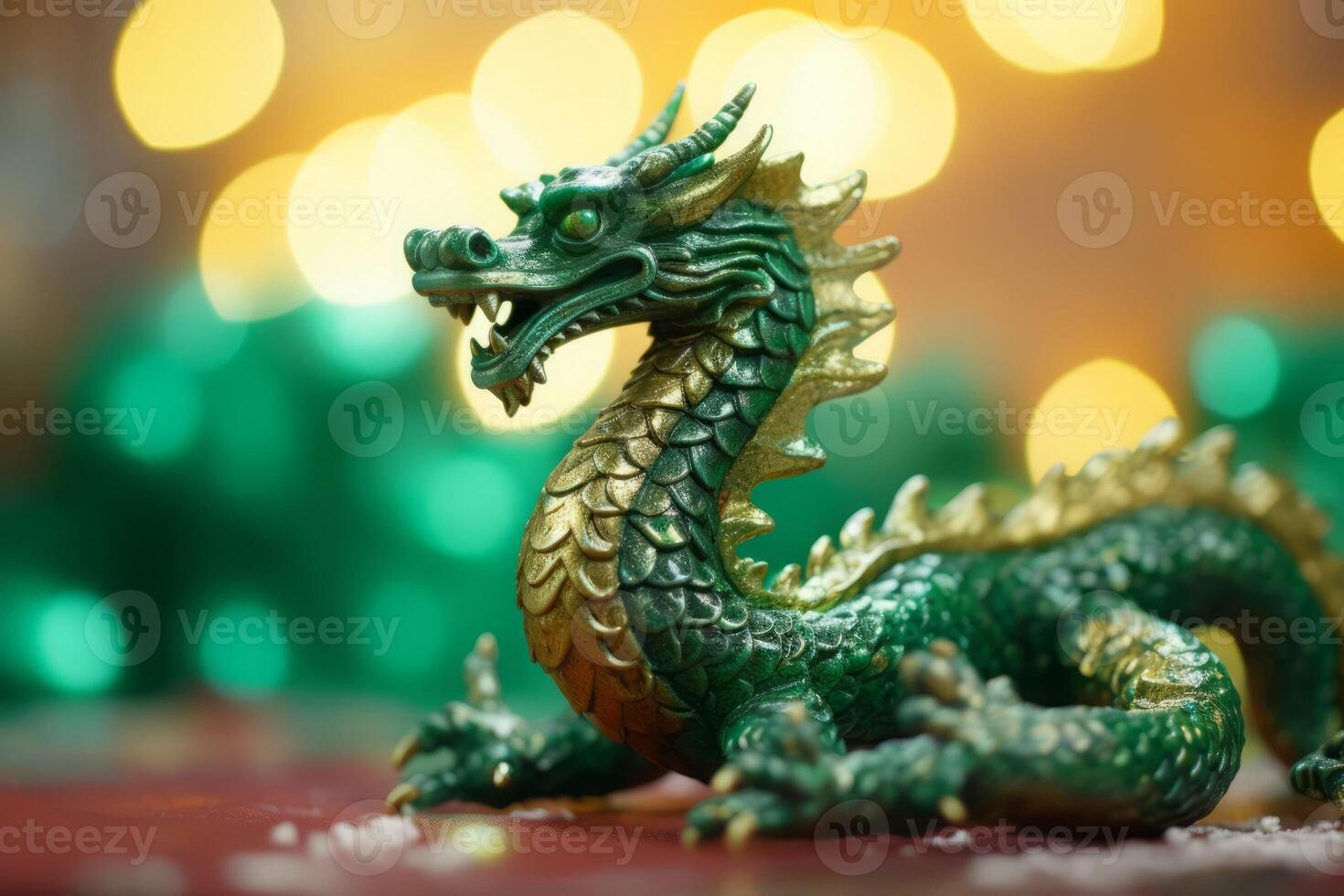 ai généré traditionnel chinois vert dragon. produire ai photo