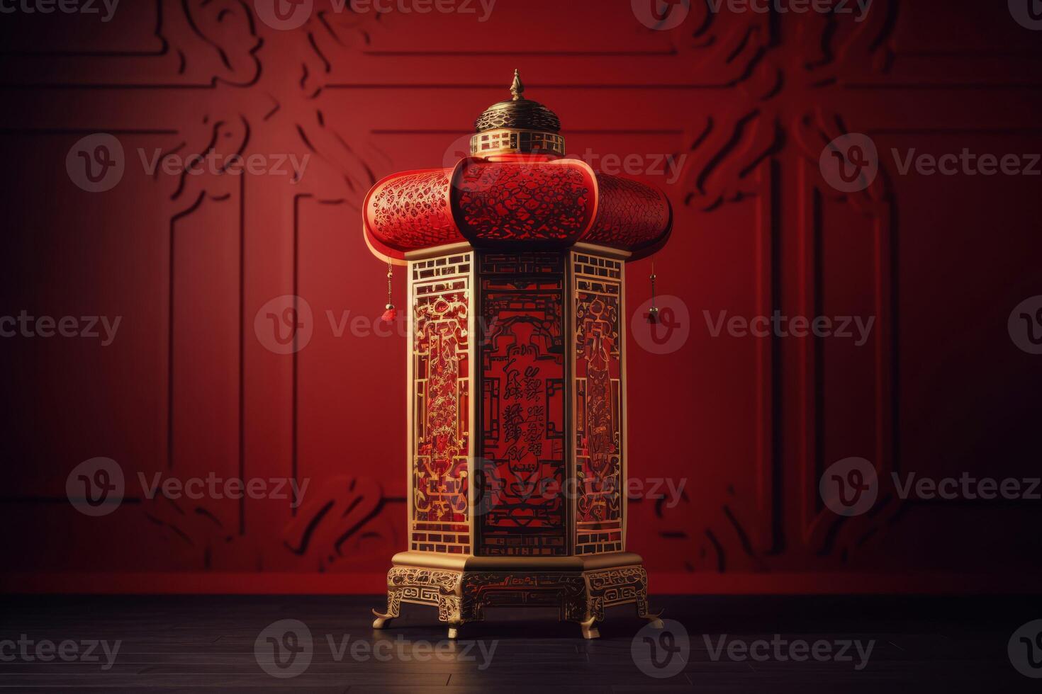 ai généré Oriental rouge lanterne. produire ai photo