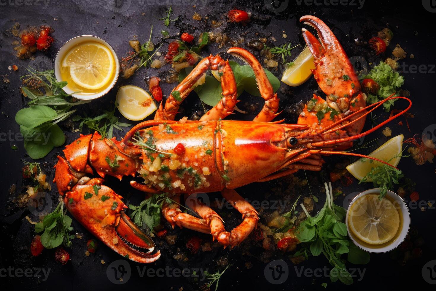 ai généré de beurre cuit Homard Fruit de mer. produire ai photo