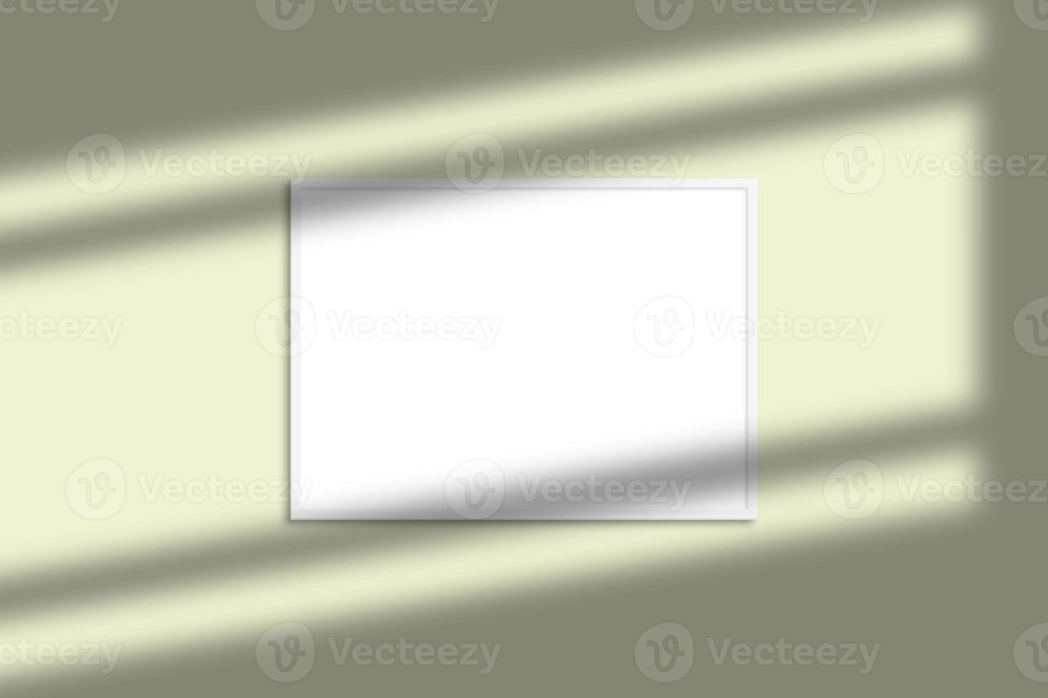maquette de cadre photo horizontal blanc avec superposition d'ombres et fond de couleur pastel
