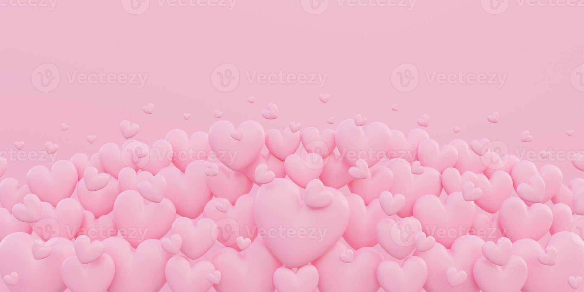 Saint Valentin, concept d'amour, fond de chevauchement de forme de coeur 3d rose photo