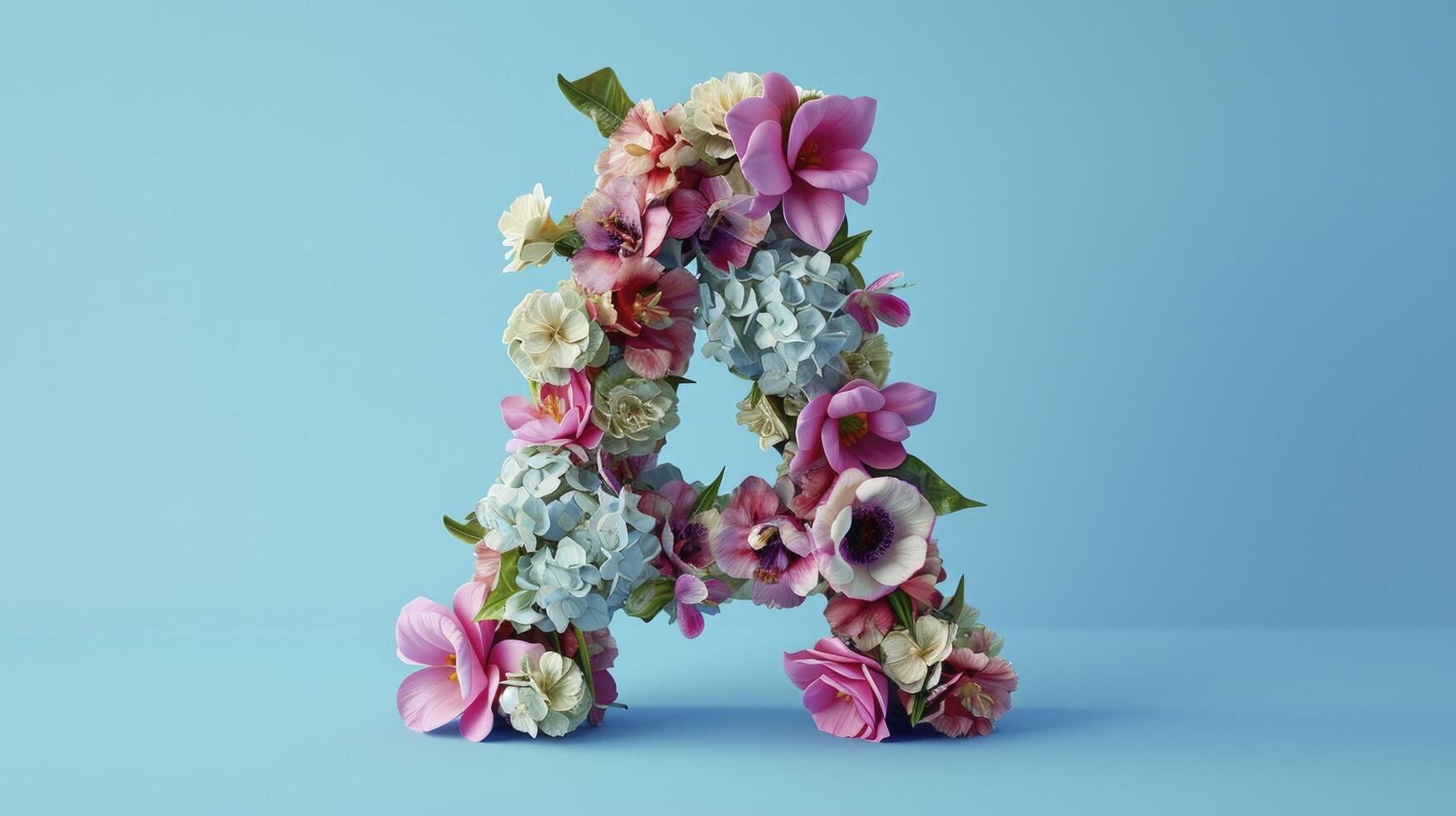 ai généré photo de une floral lettre une fabriqué de fleurs