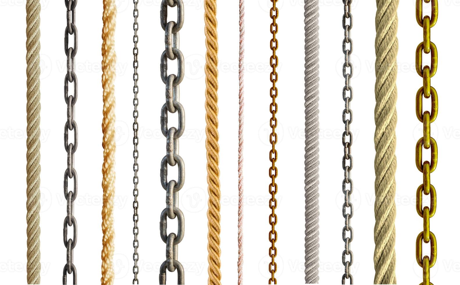 collection de divers corde et chaîne sur blanc photo