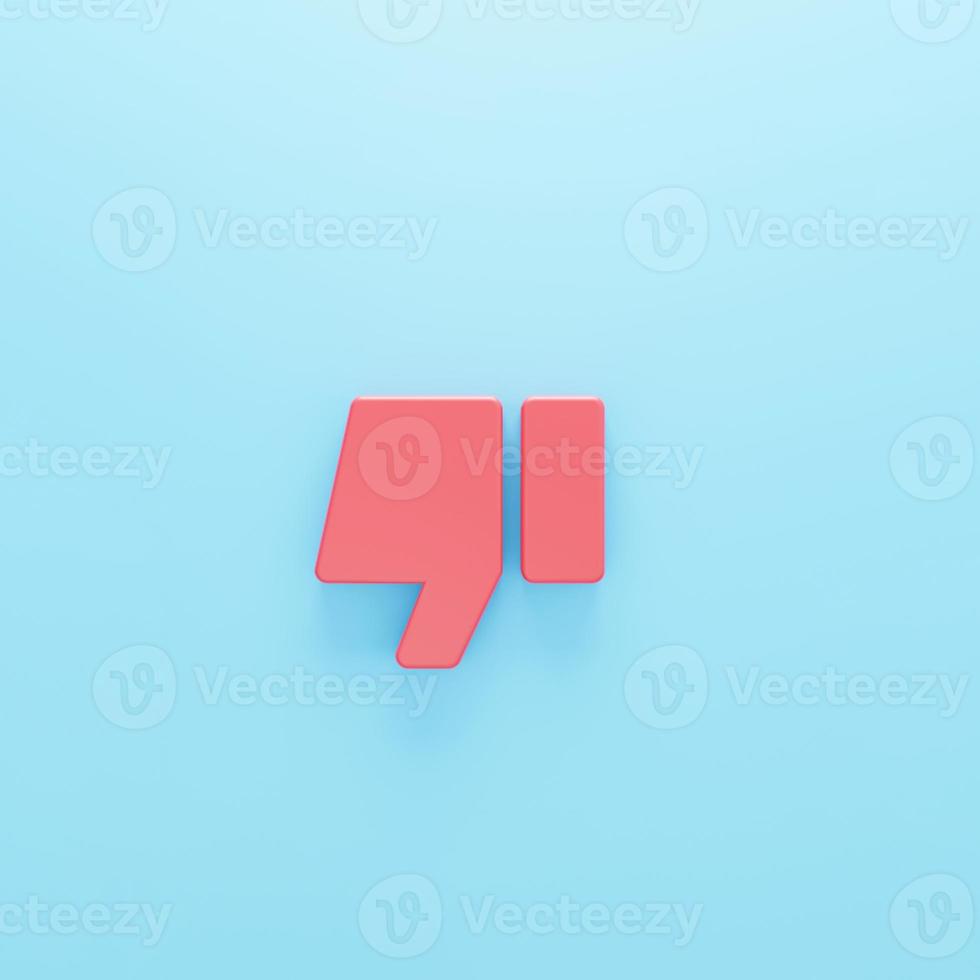 le pouce vers le bas ou le bouton n'aime pas avec une ombre isolée sur fond bleu pastel. symbole minimal moderne. concept de rétroaction des médias sociaux. rendu 3D photo