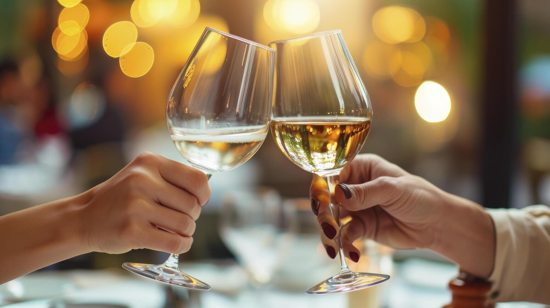 ai généré une couple grillage des lunettes de du vin dans une romantique restaurant, création une parfait moment de lien et l'amour sur la Saint-Valentin journée photo