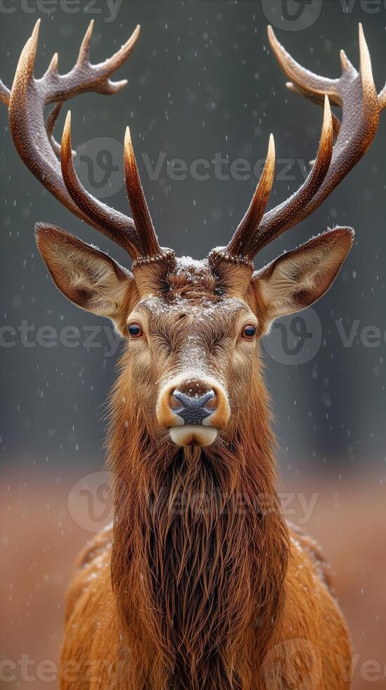 ai généré majestueux cerf avec énorme cornes photo