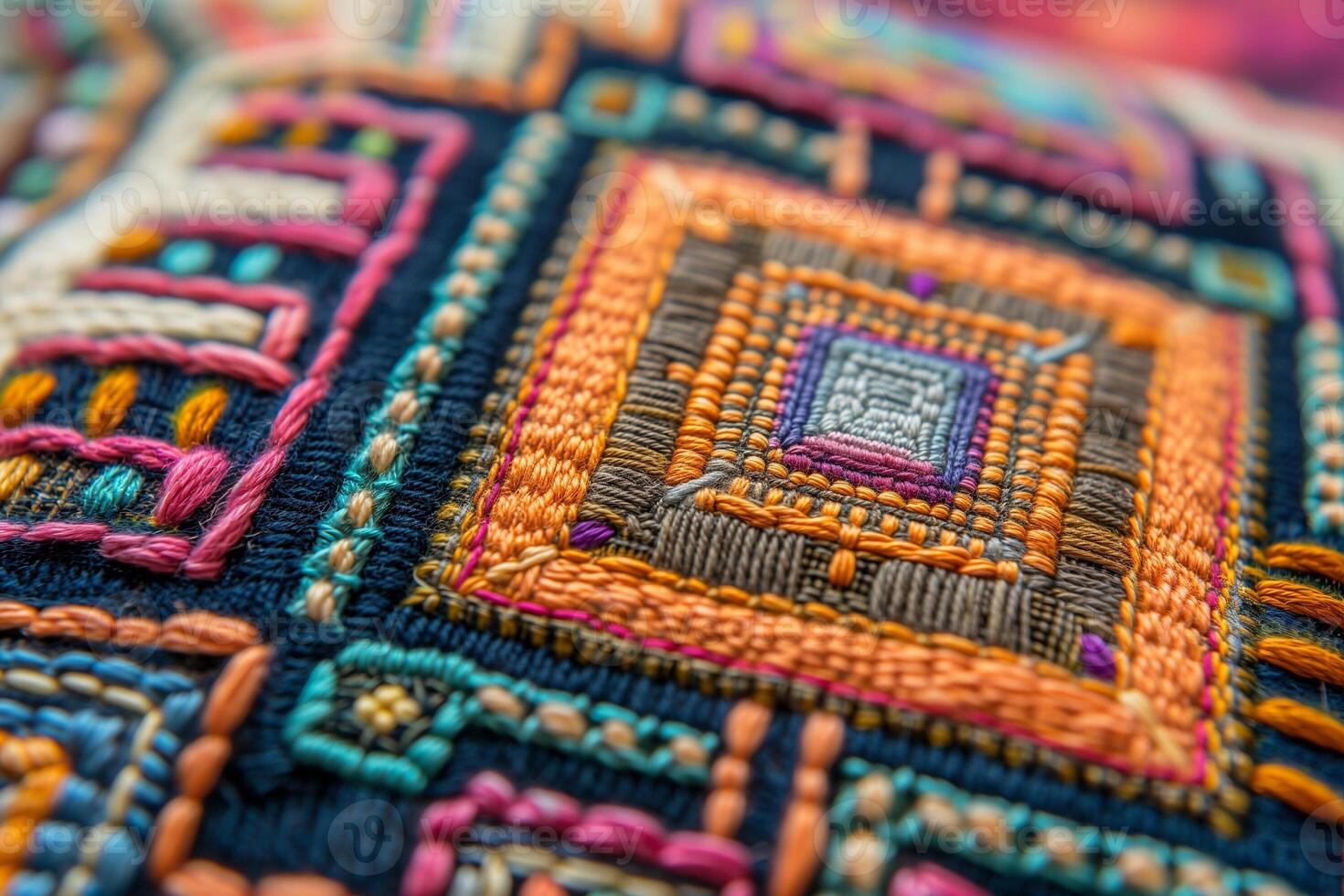 ai généré traditionnel broderie savoir-faire en haut proche photo