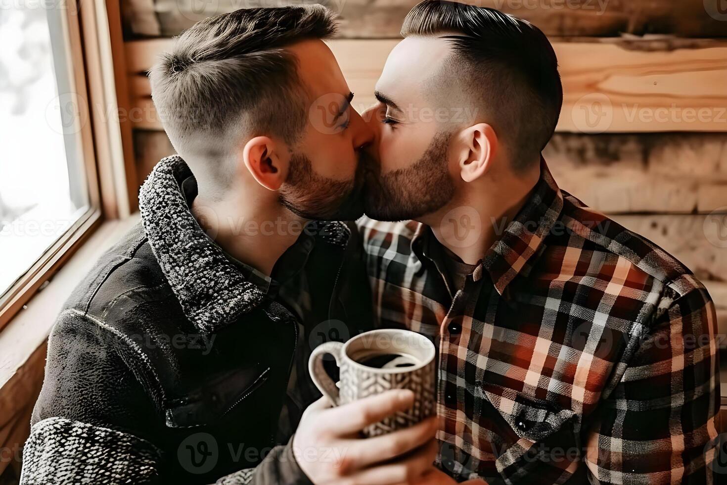 ai généré couple dans l'amour embrasser. photo