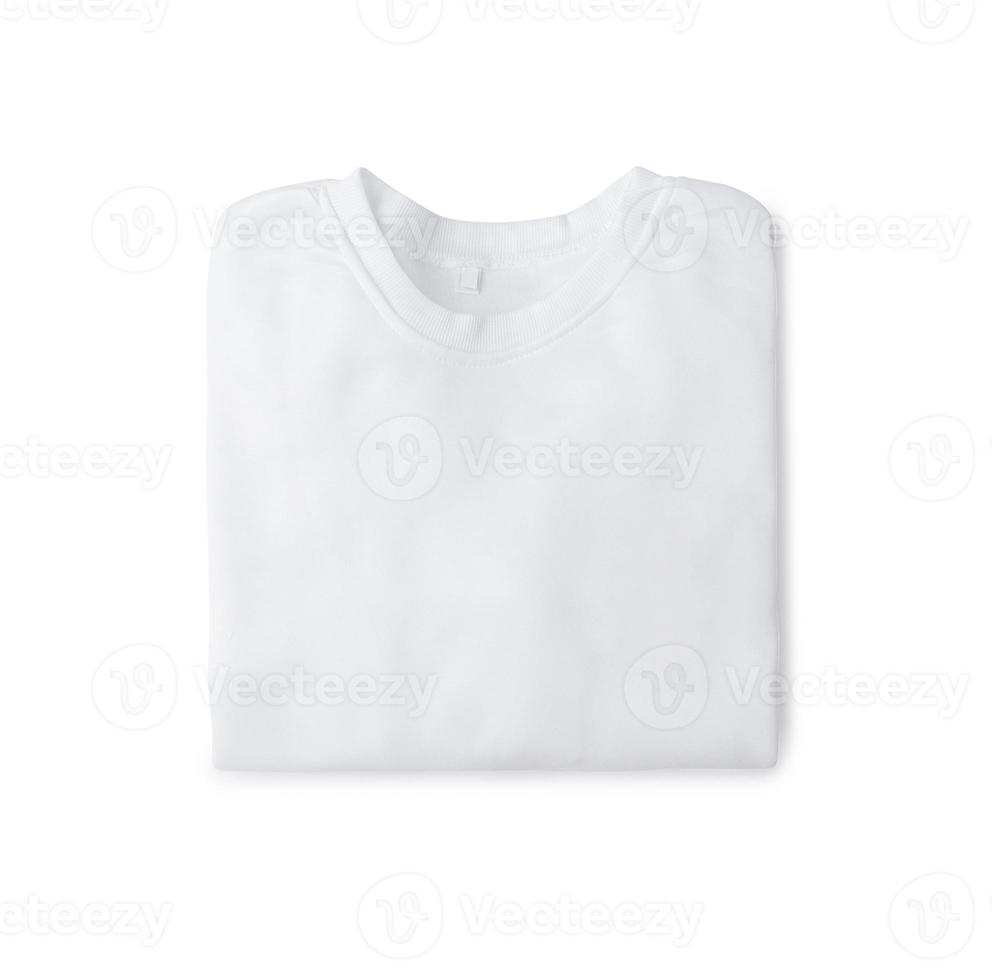 maquette de sweat-shirt plié blanc utilisé comme modèle de conception, isolé sur fond blanc avec un tracé de détourage photo