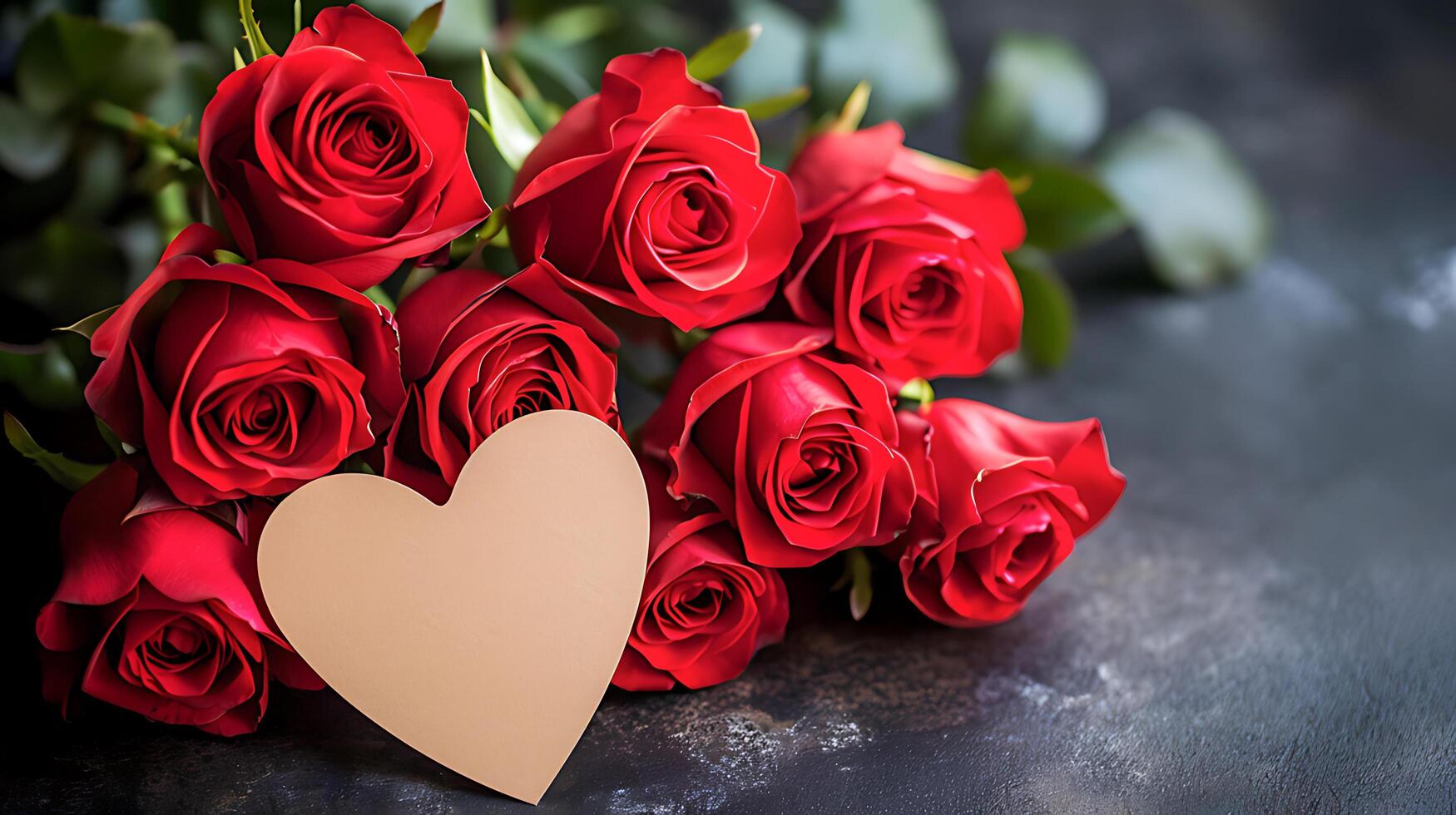 ai généré romantique rouge des roses avec en forme de coeur carte pour la Saint-Valentin journée photo