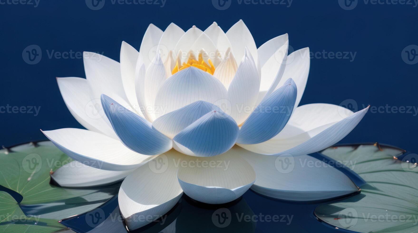 ai généré Songkran, thaïlandais Nouveau année, blanc lotus fleur sur le l'eau sur une bleu Contexte photo