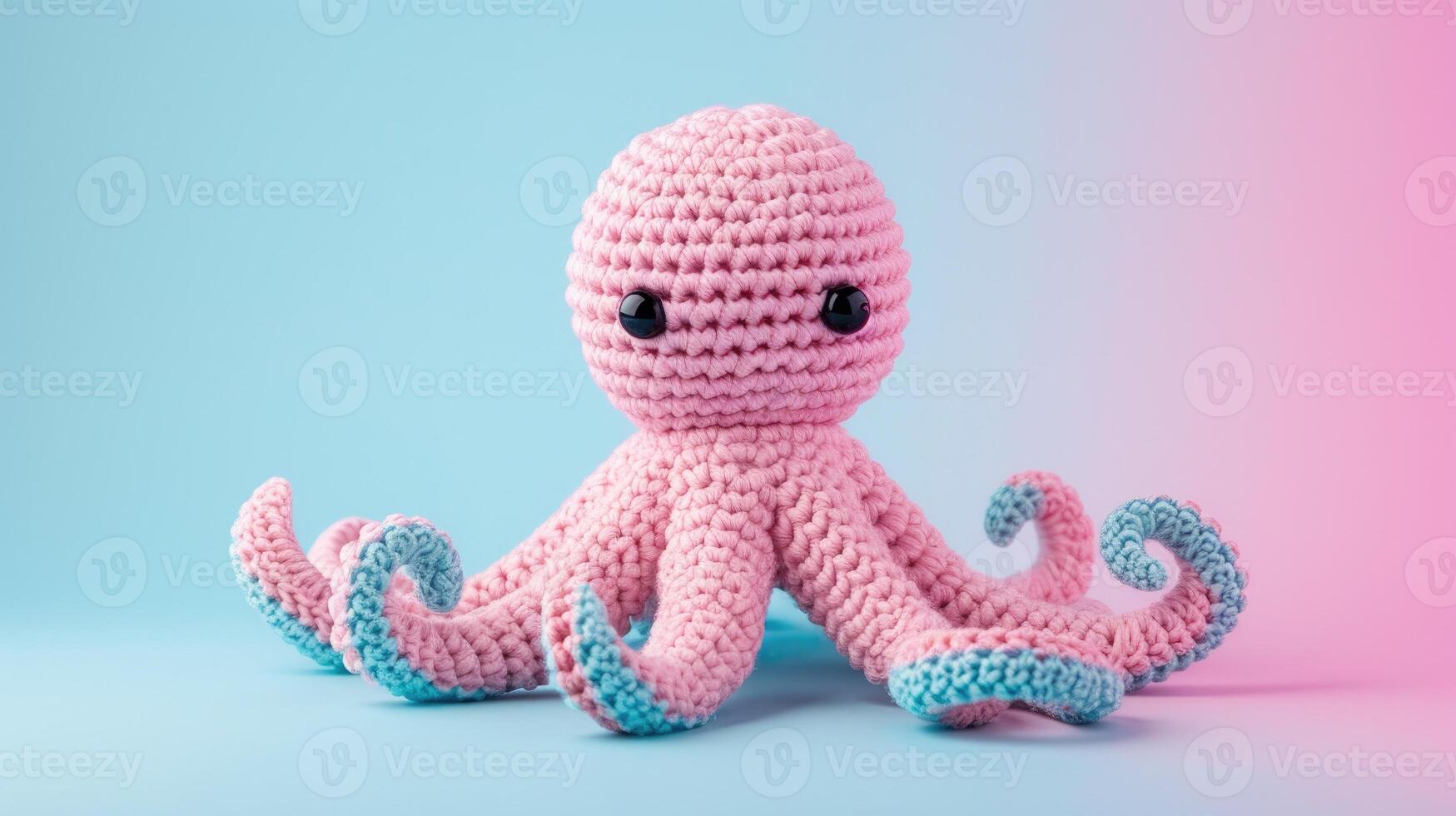 ai généré crocheté poulpe jouet vibrant toile de fond, fabriqués à la main et adorable, ai généré photo