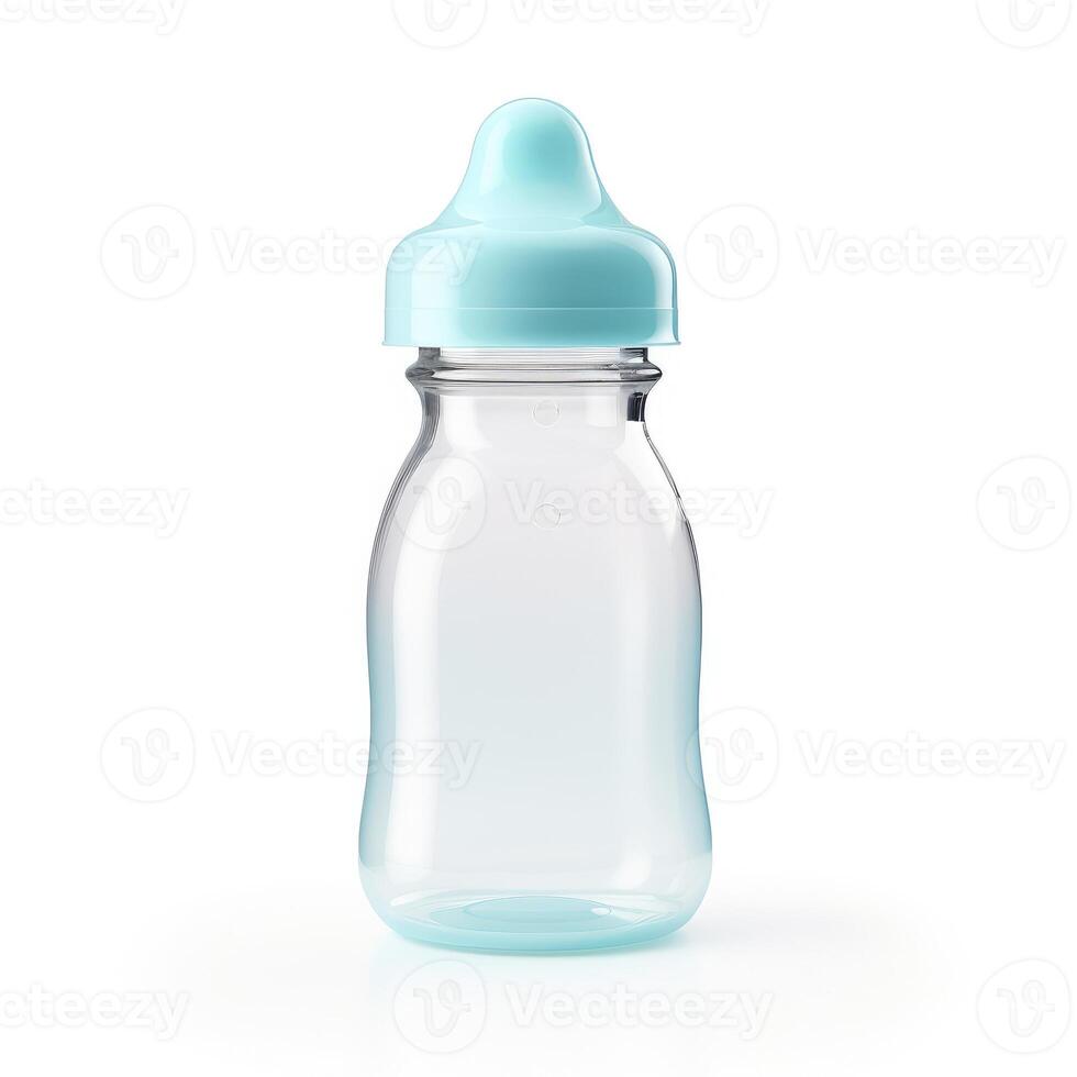 ai généré nouveau née Lait formule dans une Plastique bébé bouteille, nourrissant simplicité. isolé confort, ai généré. photo