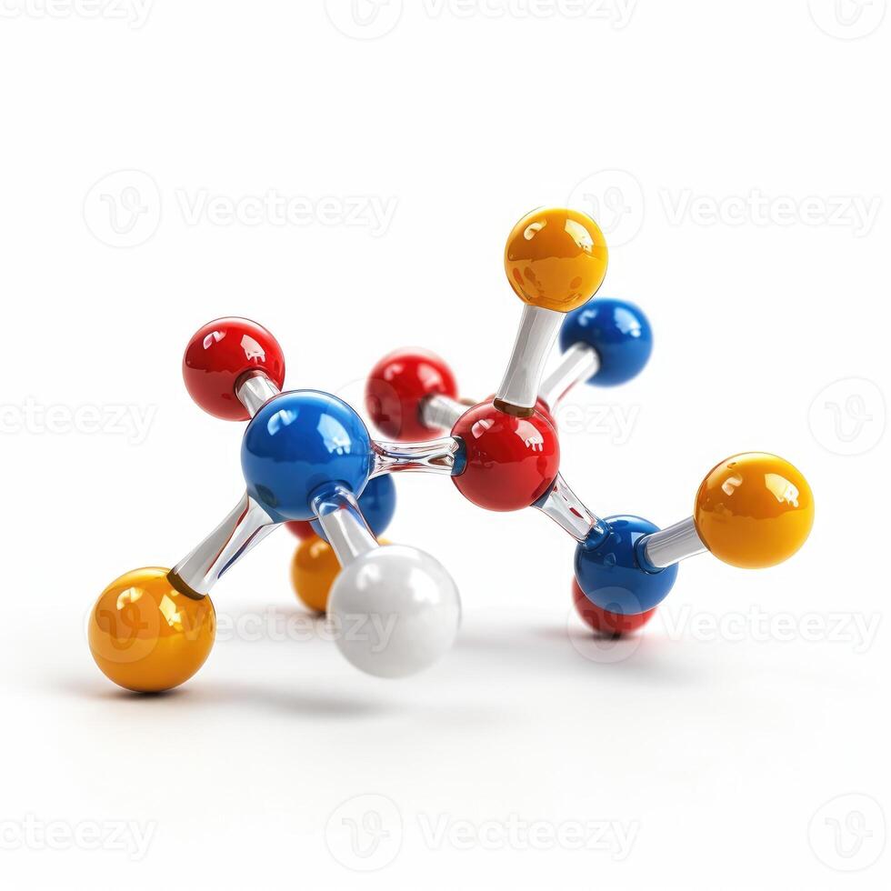 ai généré molécule modèle isolé sur blanc arrière-plan, parfait pour scientifique présentations, ai généré. photo