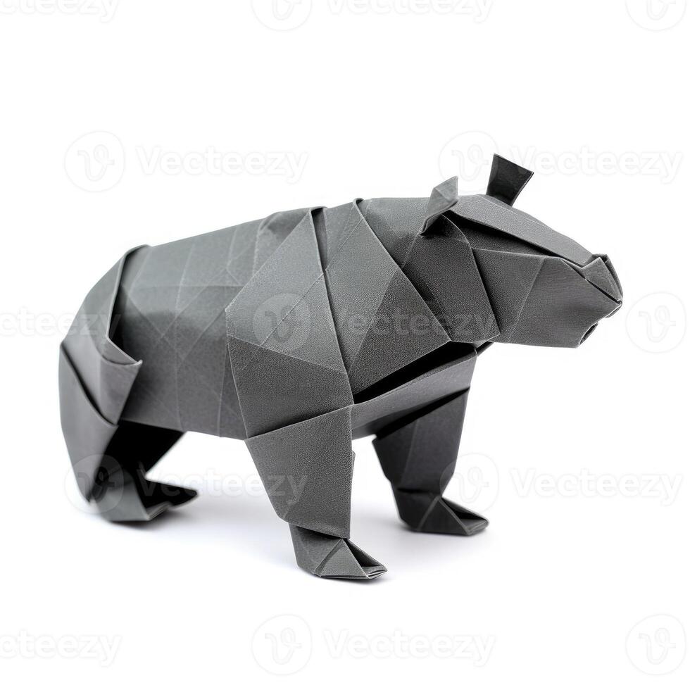 ai généré coloré origami hippopotame, unique papier polygone ouvrages d'art, idéal animal de compagnie concept, ai généré photo