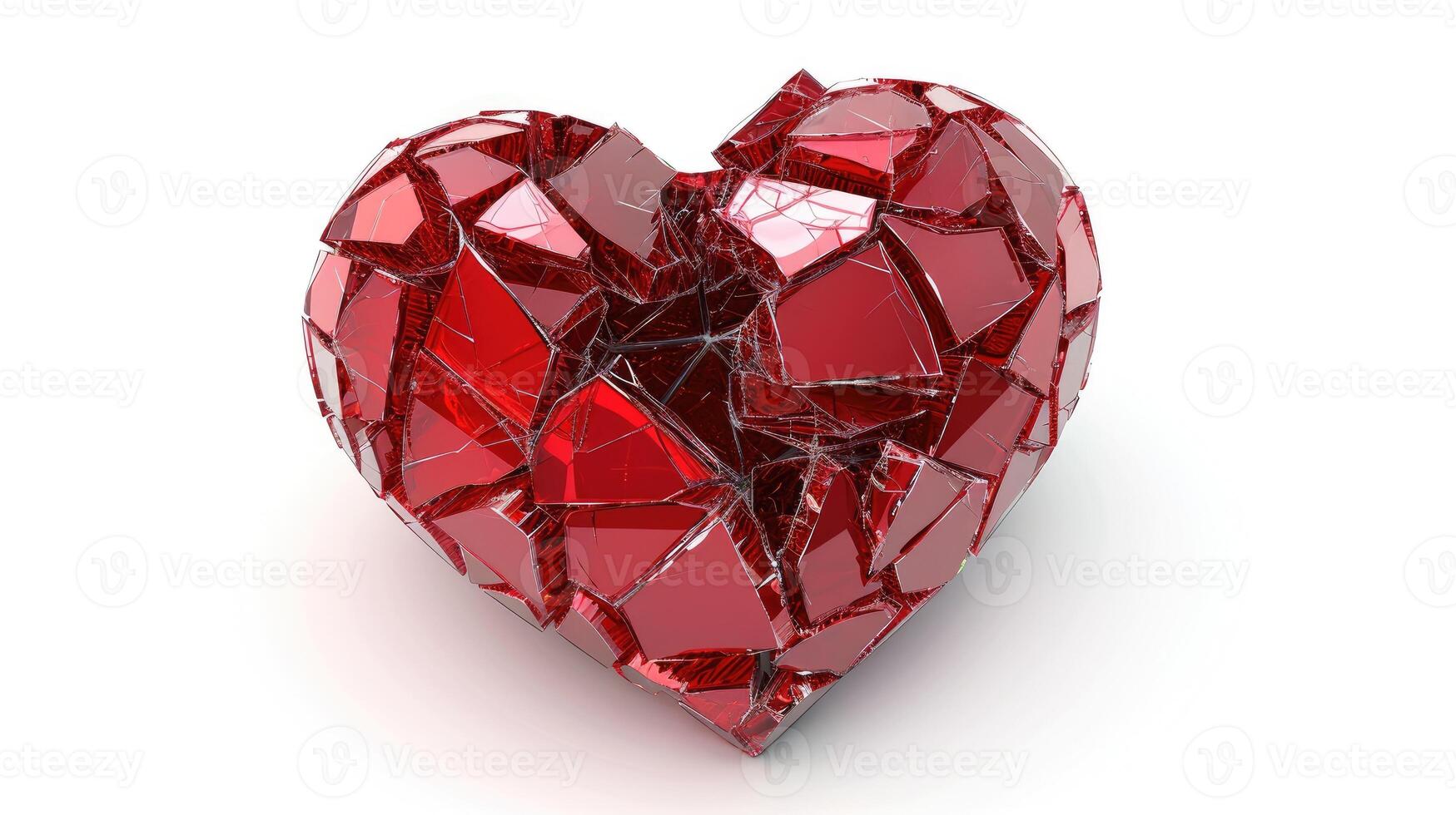 ai généré brillant rouge cassé cœur, représentant le fragmentation de aimer, ai généré photo