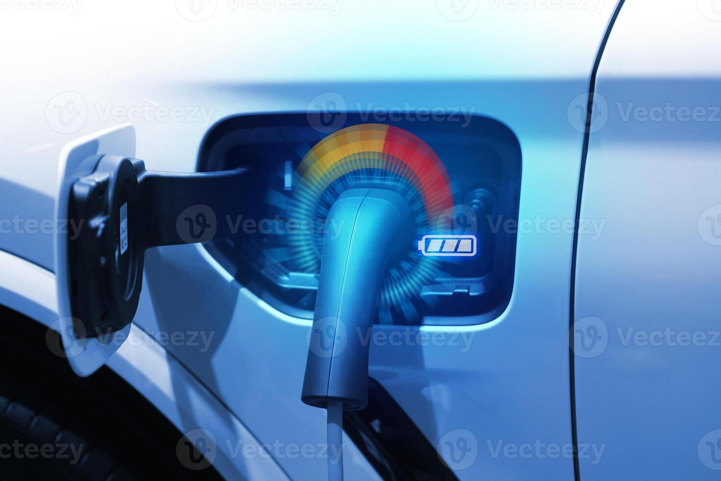 Puissance câble pompe prise de courant dans mise en charge Puissance à électrique véhicule ev auto. photo