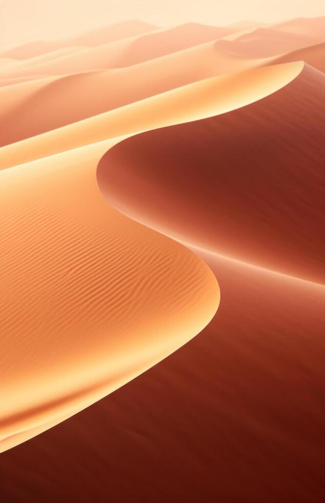 ai généré le sable vague est soufflé de un place dans le dunes de Namibie le sable photo