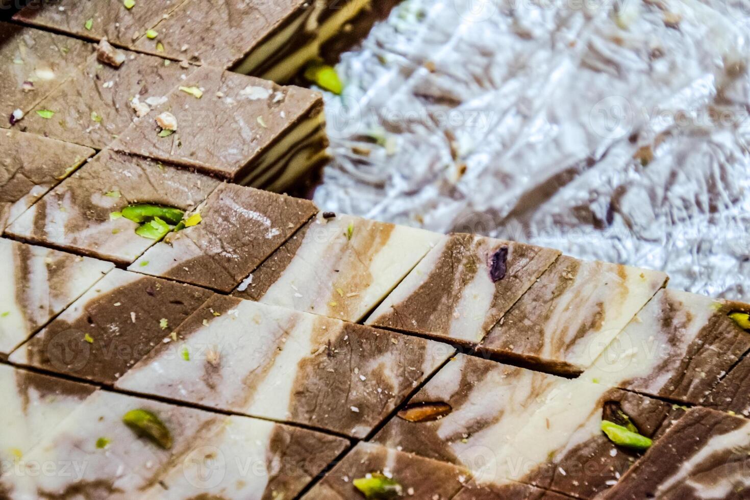 taille diamant, Chocolat nougat. est bonbons. fromage blanc gâteau. Indien bonbons. photo