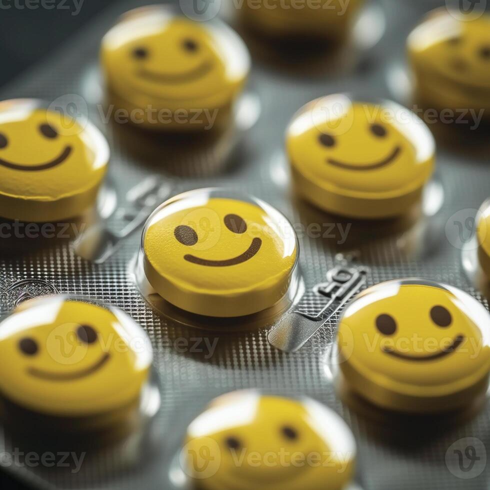 ai généré sourire pilule languette emballage. photo