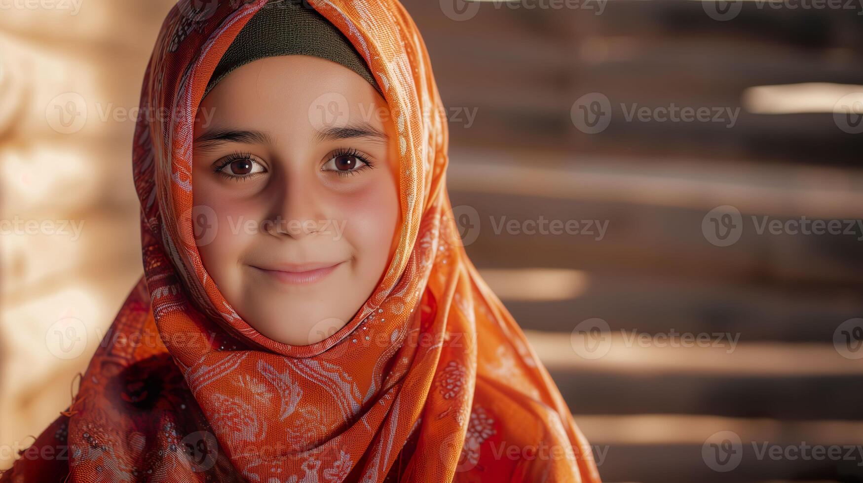 ai généré souriant islamique fille, capturer culturel la diversité et joie photo