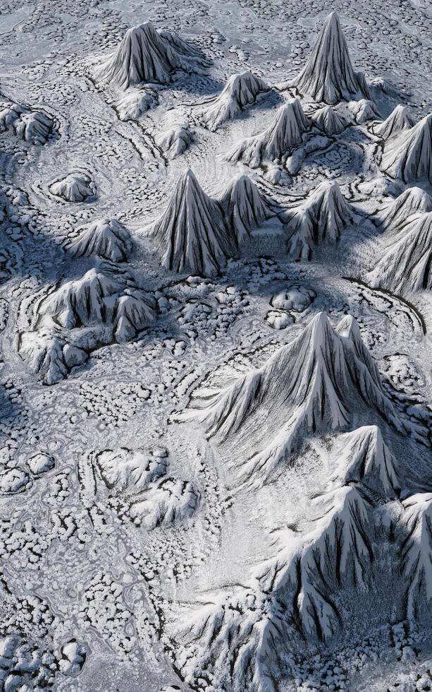 neige montagnes relief arrière-plan, 3d le rendu. photo