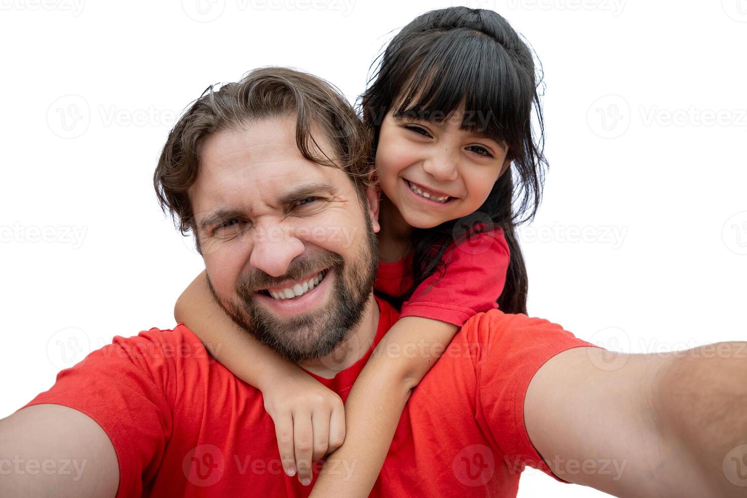 père et le sien fille prise une selfie. photo