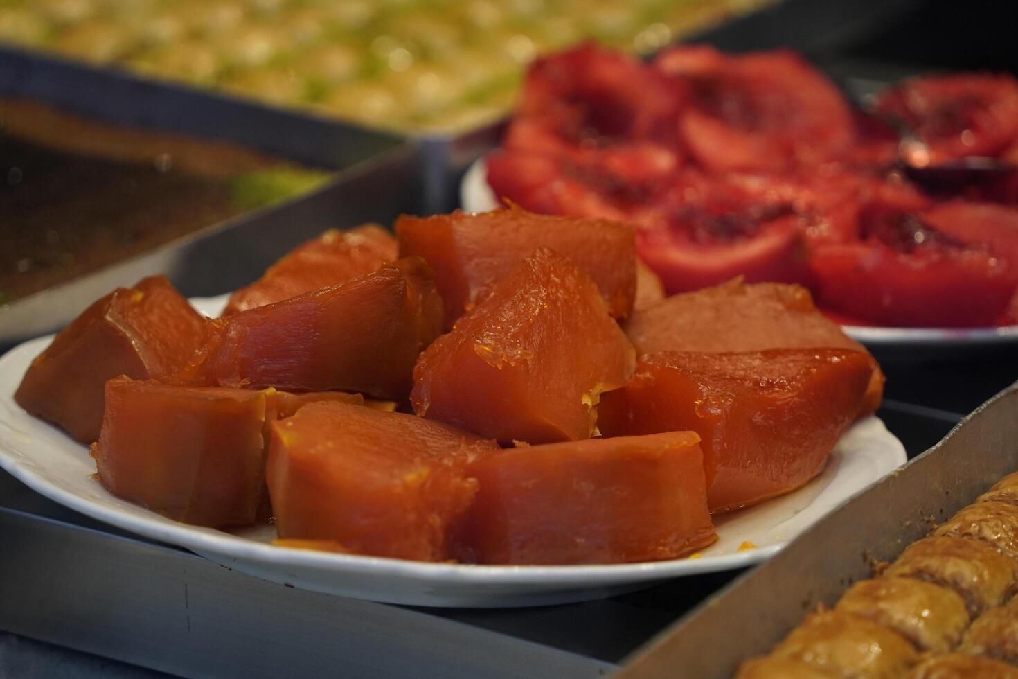 citrouille et coing turc traditionnel ottoman bonbons sucré photo