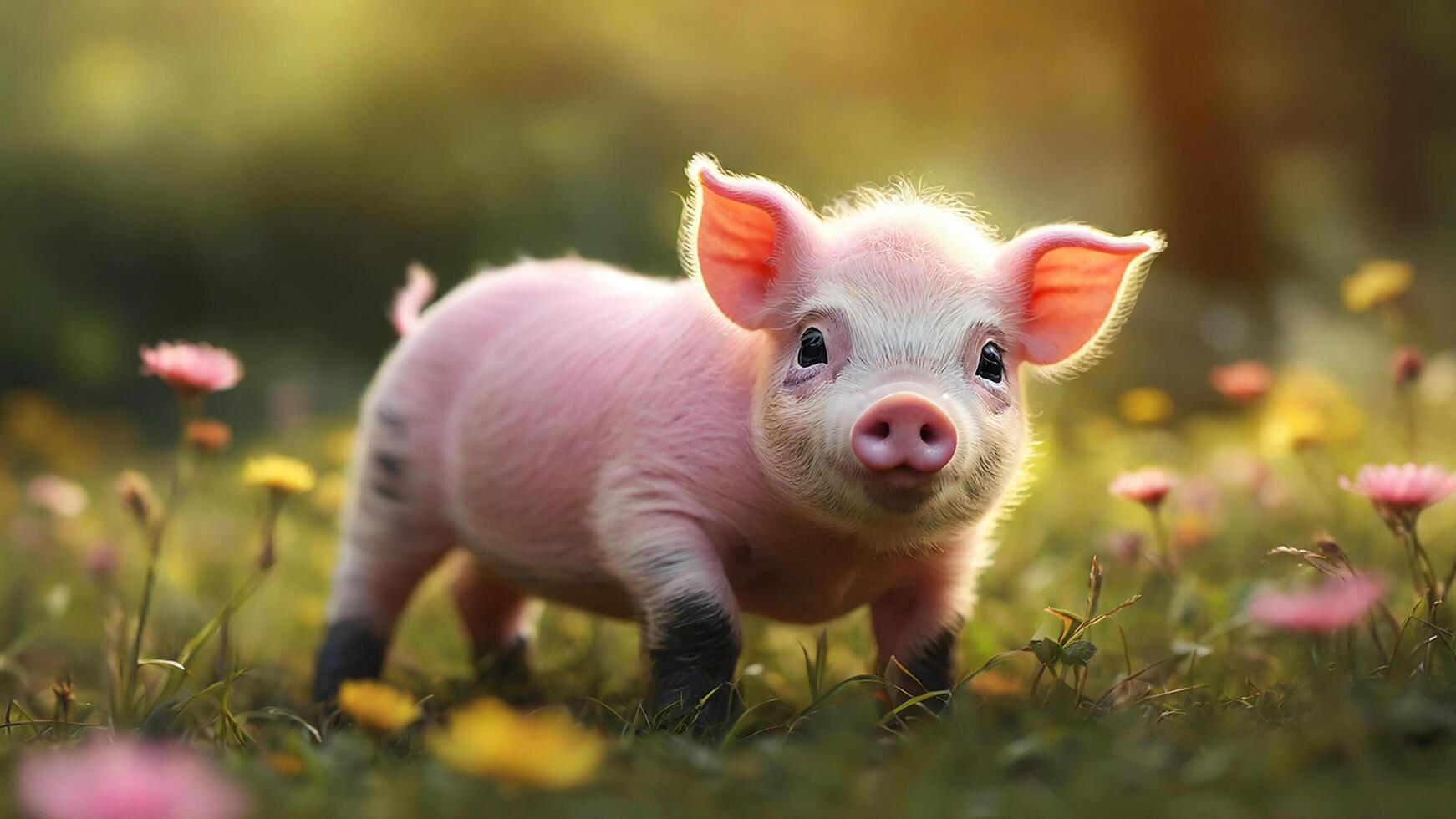 ai généré photoréaliste image de adorable bébé porc photo