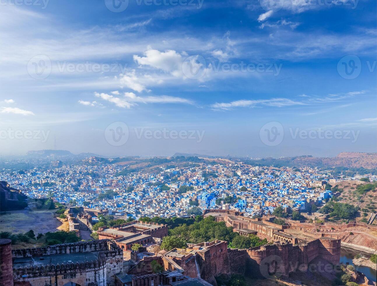 aérien panorama de Jodhpur le bleu ville, Inde photo