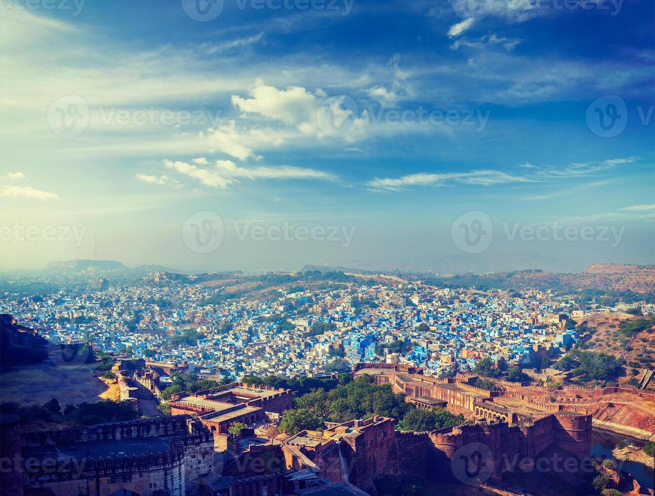 aérien panorama de le bleu ville Jodhpur. Inde photo