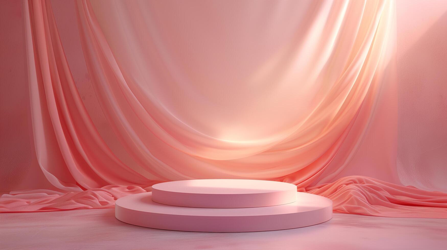 ai généré vide rose podium sur lisse roseglod soie Contexte pour produit présentation photo