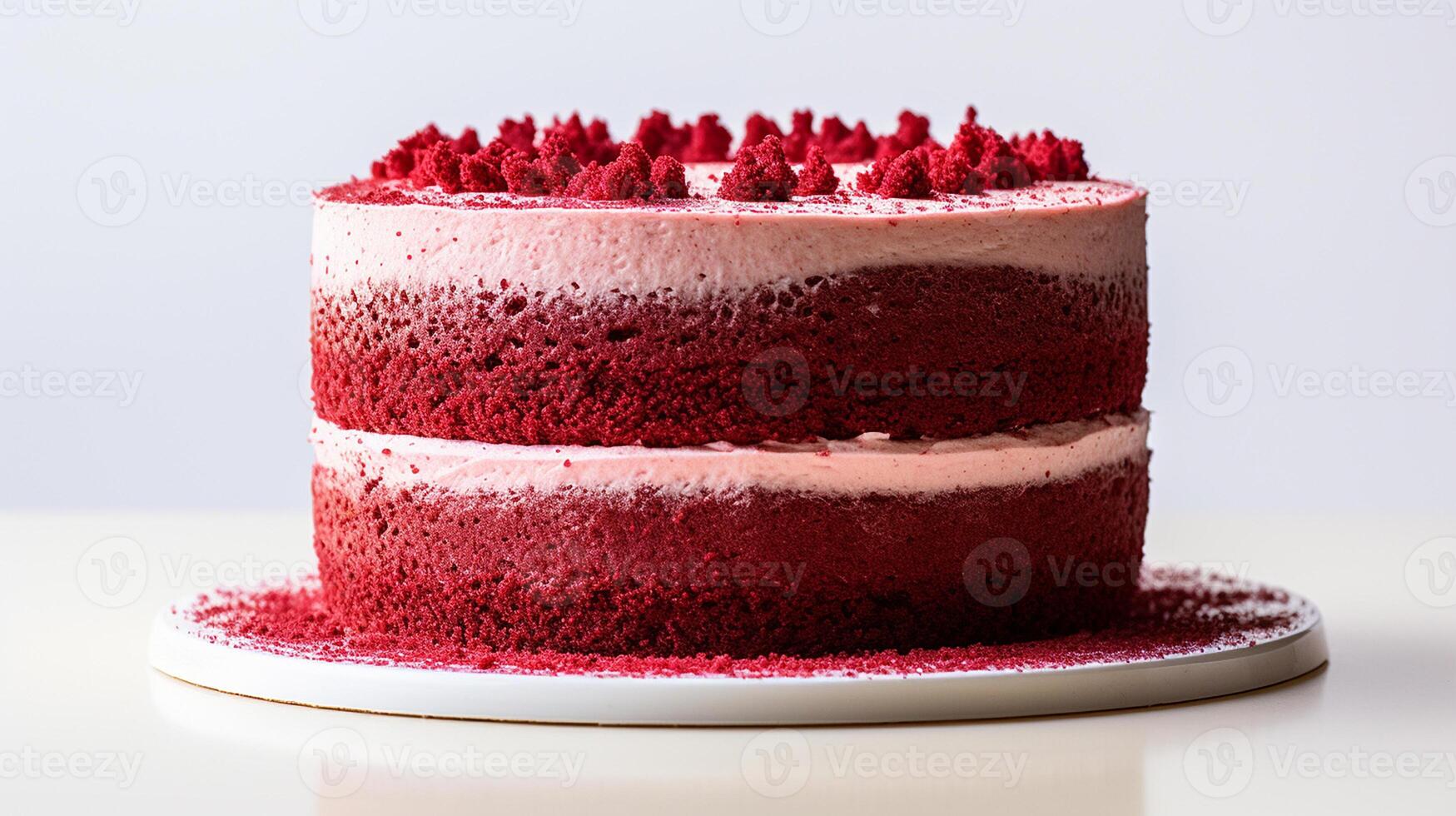 ai généré rouge velours gâteau contre une minimal arrière-plan, fermer coup photo