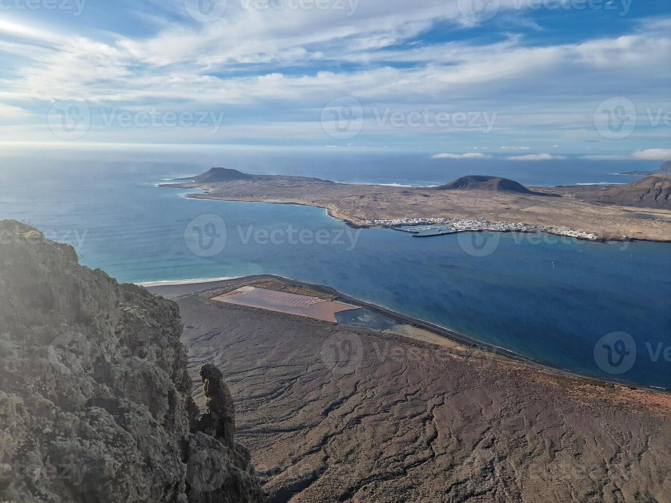 mirador del Rio, de Lanzarote iconique point de vue, des offres une Stupéfiant panorama de le atlantique et voisin îles. photo