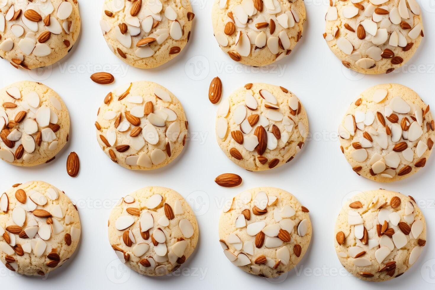 ai généré sucré amande biscuits sur le table professionnel La publicité nourriture la photographie photo