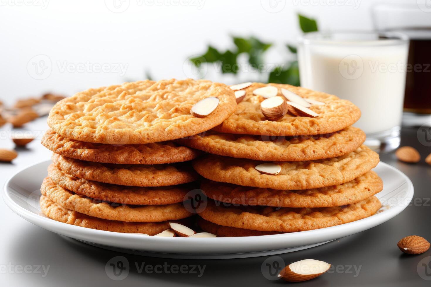 ai généré sucré amande biscuits sur le table professionnel La publicité nourriture la photographie photo