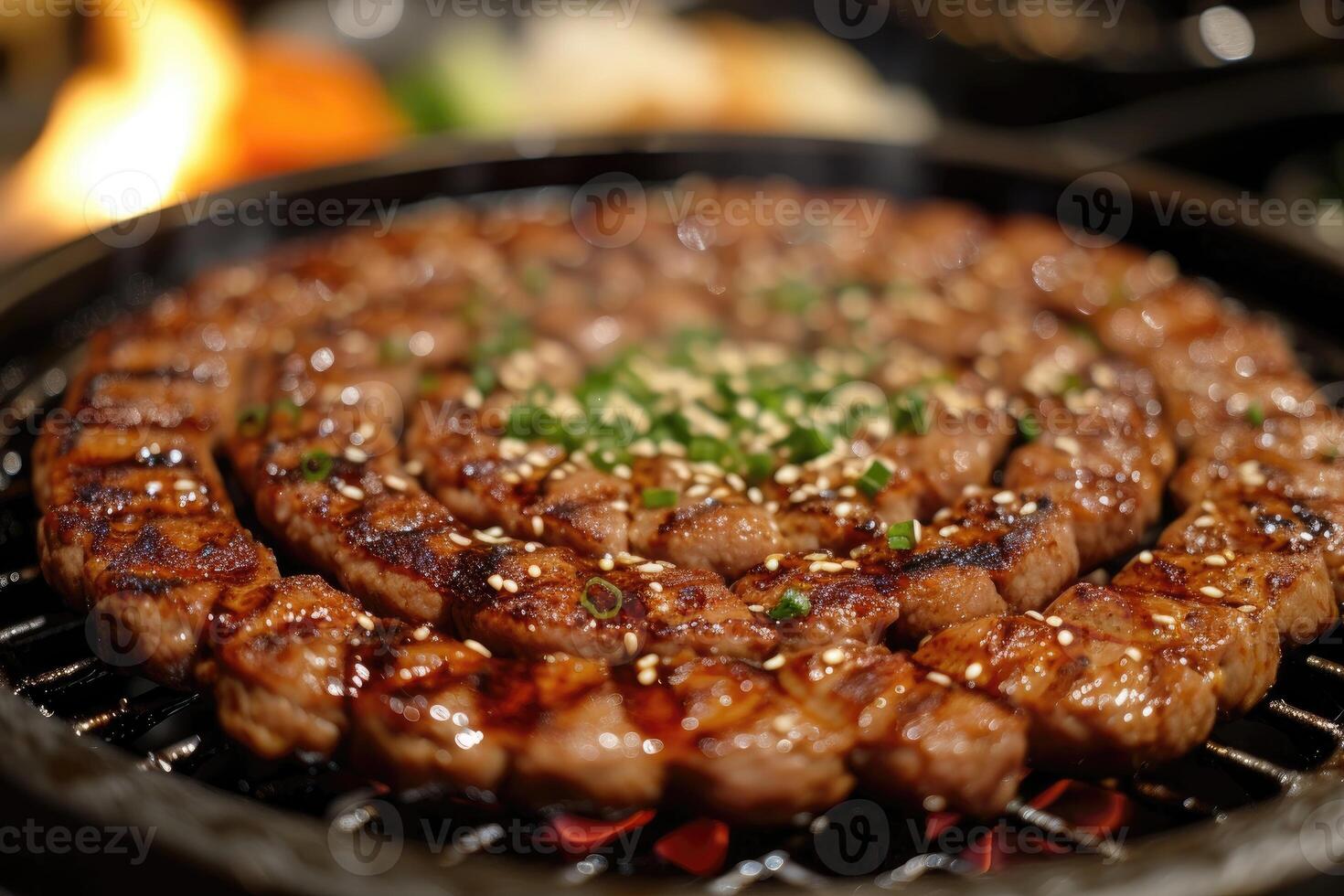 ai généré délicieux grillé Viande avec des légumes professionnel La publicité nourriture la photographie photo