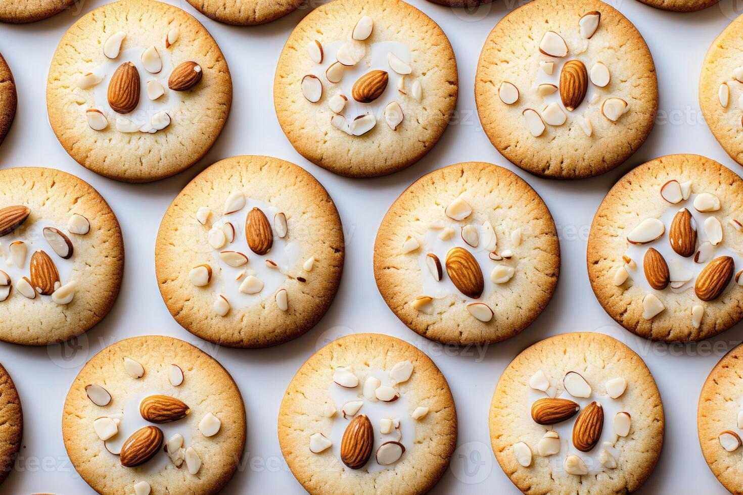 ai généré sucré amande biscuits sur le table professionnel La publicité nourriture la photographie photo