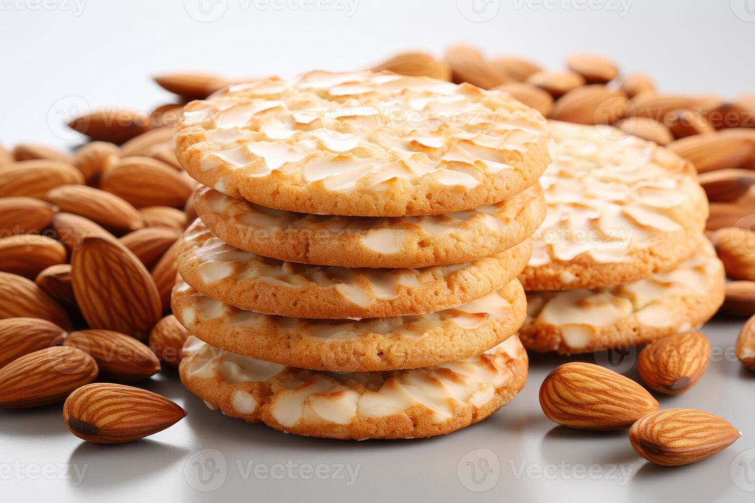 ai généré sucré amande biscuits sur le table professionnel La publicité nourriture la photographie photo