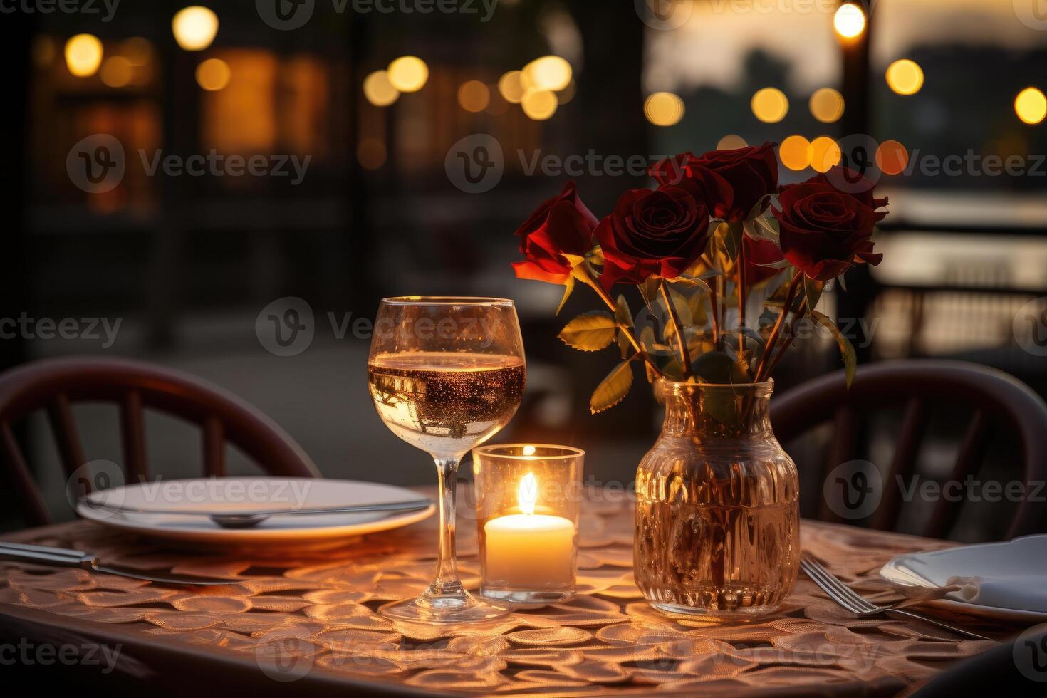 ai généré table ensemble pour romantique dîner professionnel La publicité la photographie photo